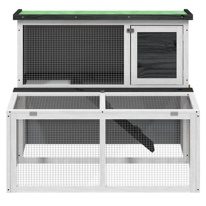 vidaXL Rabbit Hutch Grey 102x90x84.5 cm Solid Wood Pine