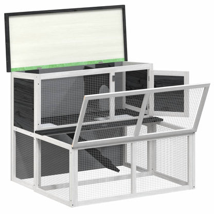 vidaXL Rabbit Hutch Grey 102x90x84.5 cm Solid Wood Pine