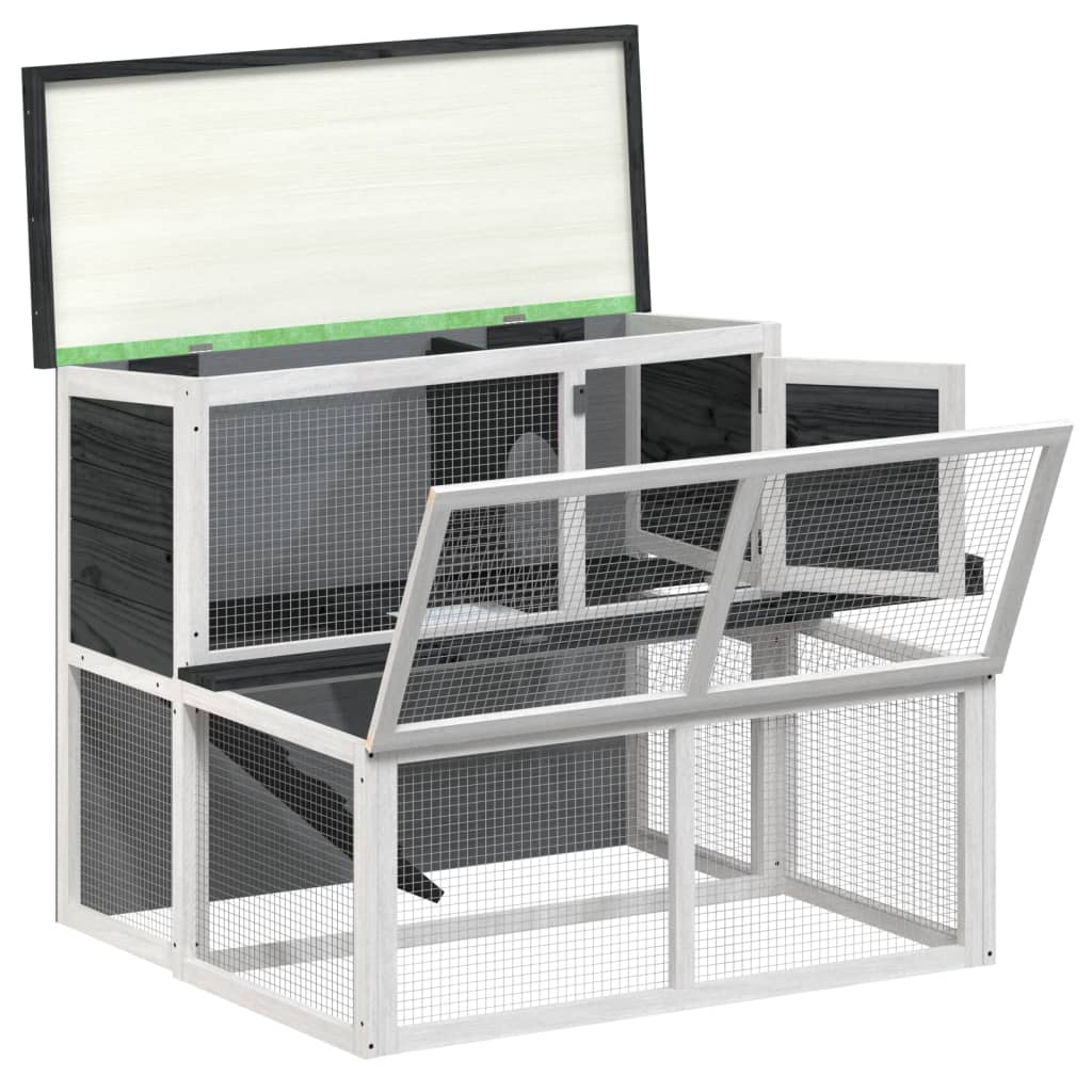 vidaXL Rabbit Hutch Grey 102x90x84.5 cm Solid Wood Pine