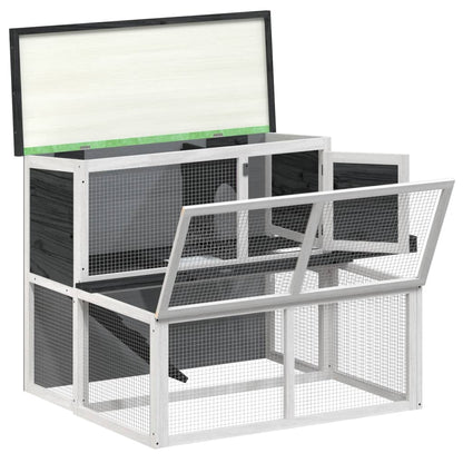 vidaXL Rabbit Hutch Grey 102x90x84.5 cm Solid Wood Pine
