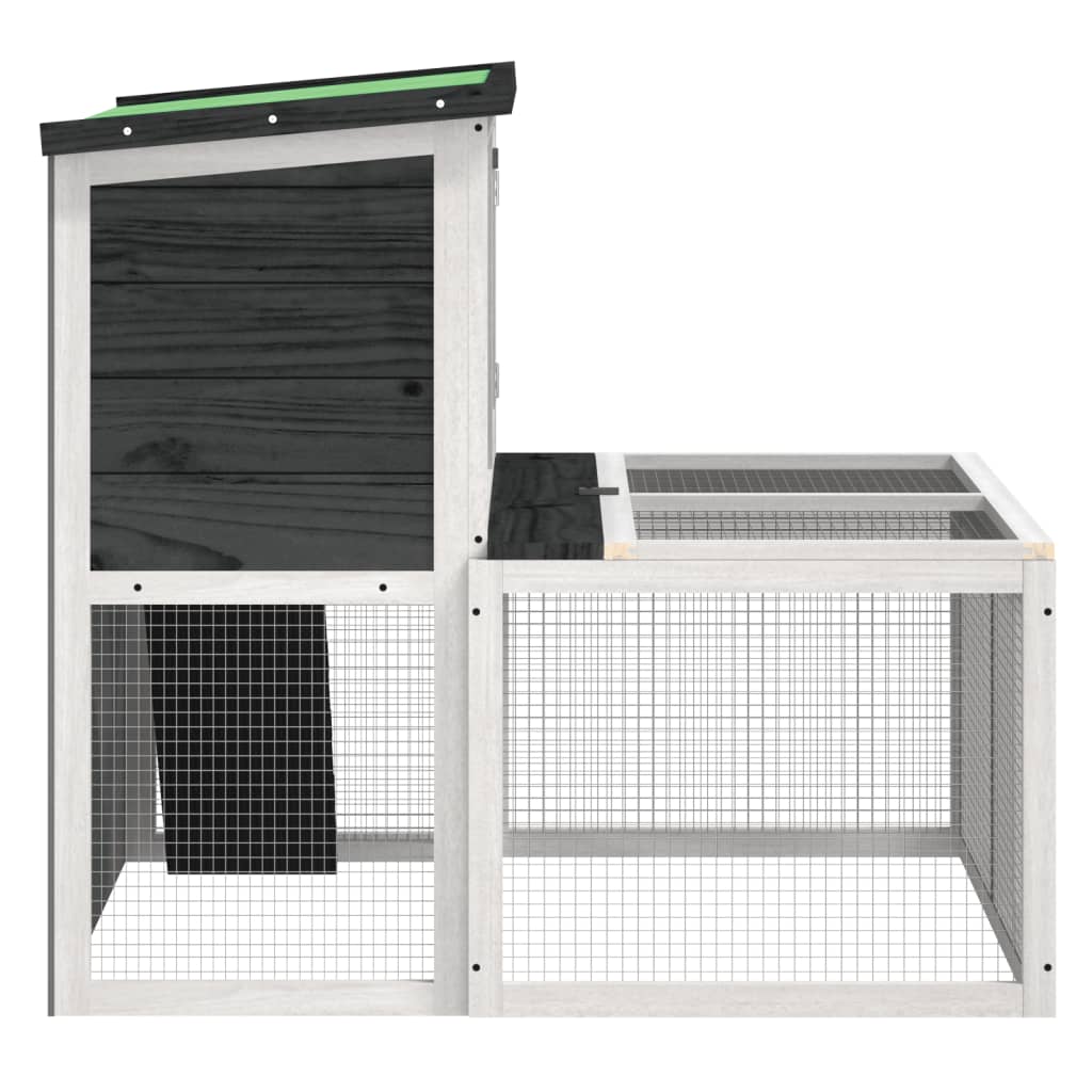vidaXL Rabbit Hutch Grey 102x90x84.5 cm Solid Wood Pine