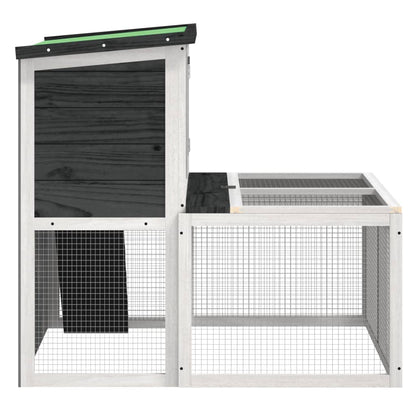 vidaXL Rabbit Hutch Grey 102x90x84.5 cm Solid Wood Pine
