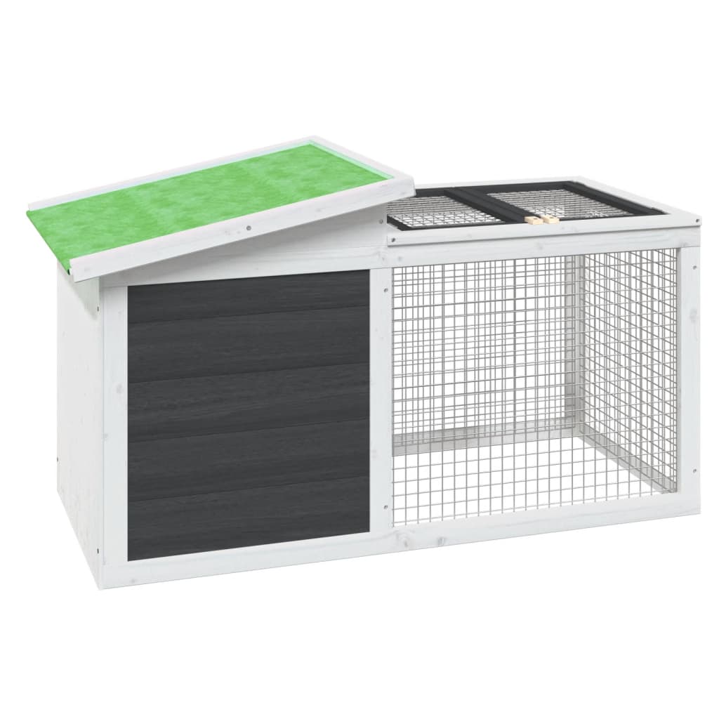 vidaXL Rabbit Hutch Grey 100.5x54x55 cm Solid Wood Pine