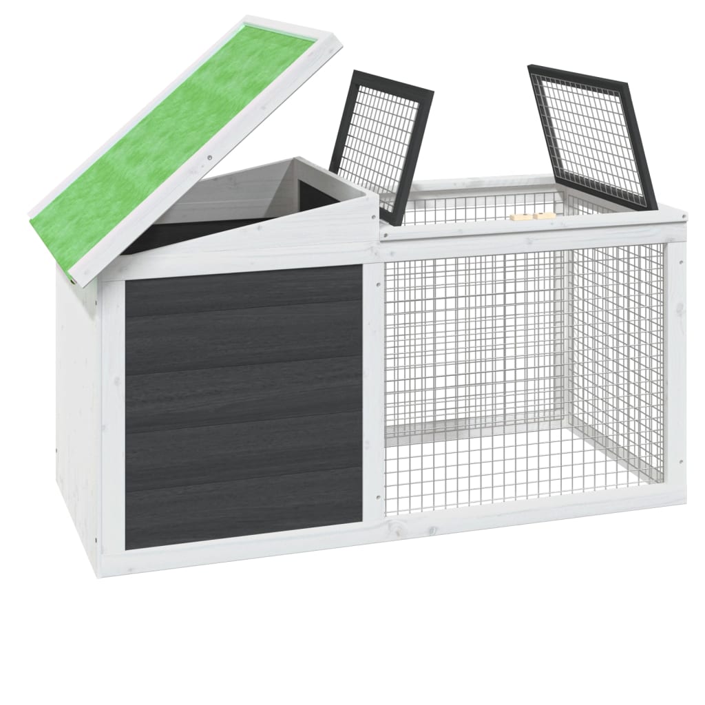 vidaXL Rabbit Hutch Grey 100,5x54x55 cm Solid Wood Pine
