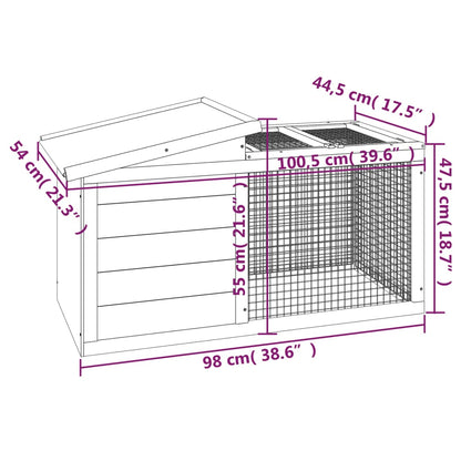 vidaXL Rabbit Hutch Grey 100.5x54x55 cm Solid Wood Pine