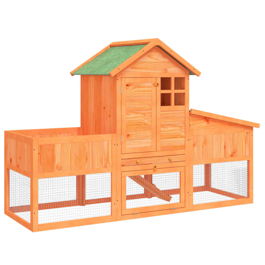 vidaXL Rabbit Hutch Brown 170x63x113 cm Solid Wood Pine