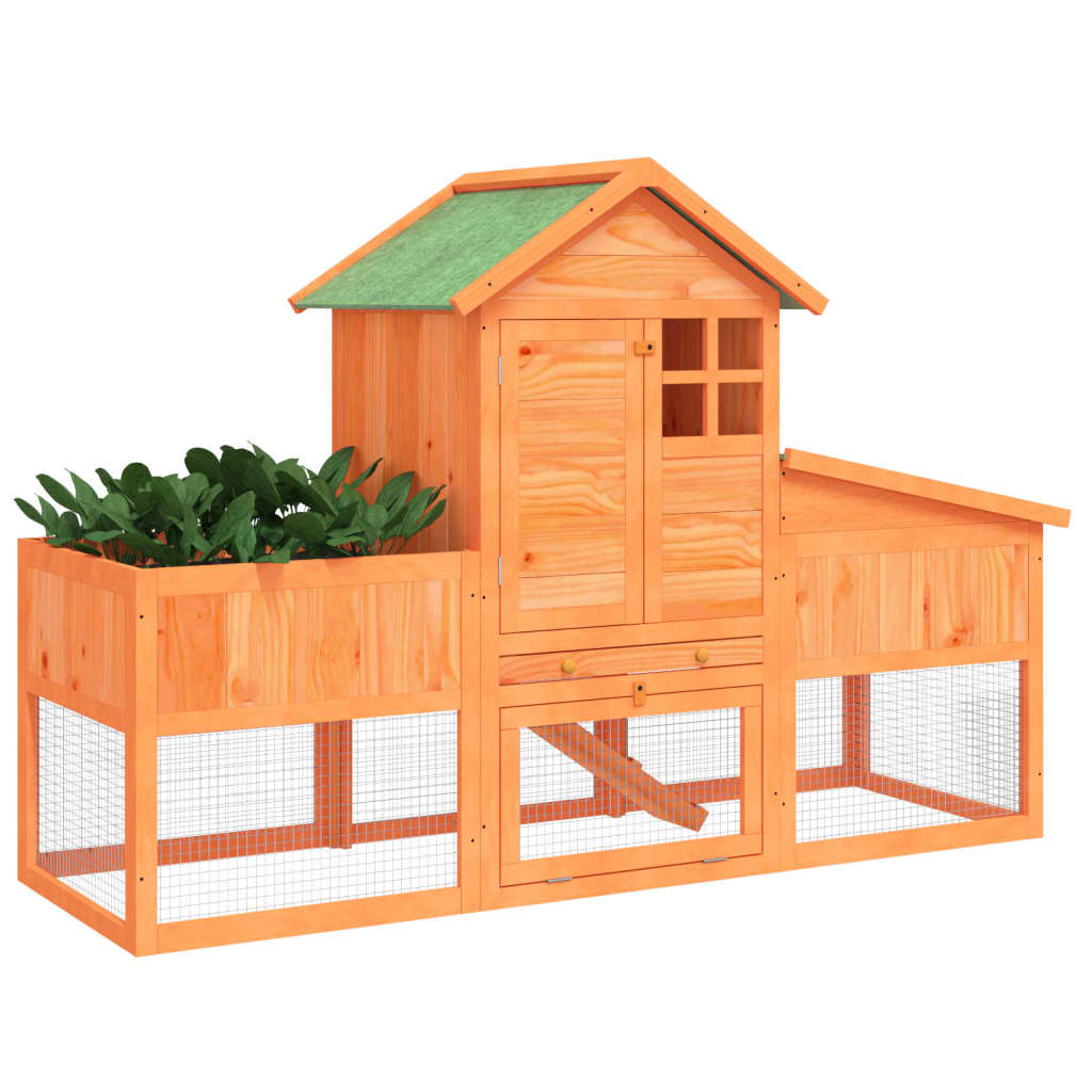 vidaXL Rabbit Hutch Brown 170x63x113 cm Solid Wood Pine