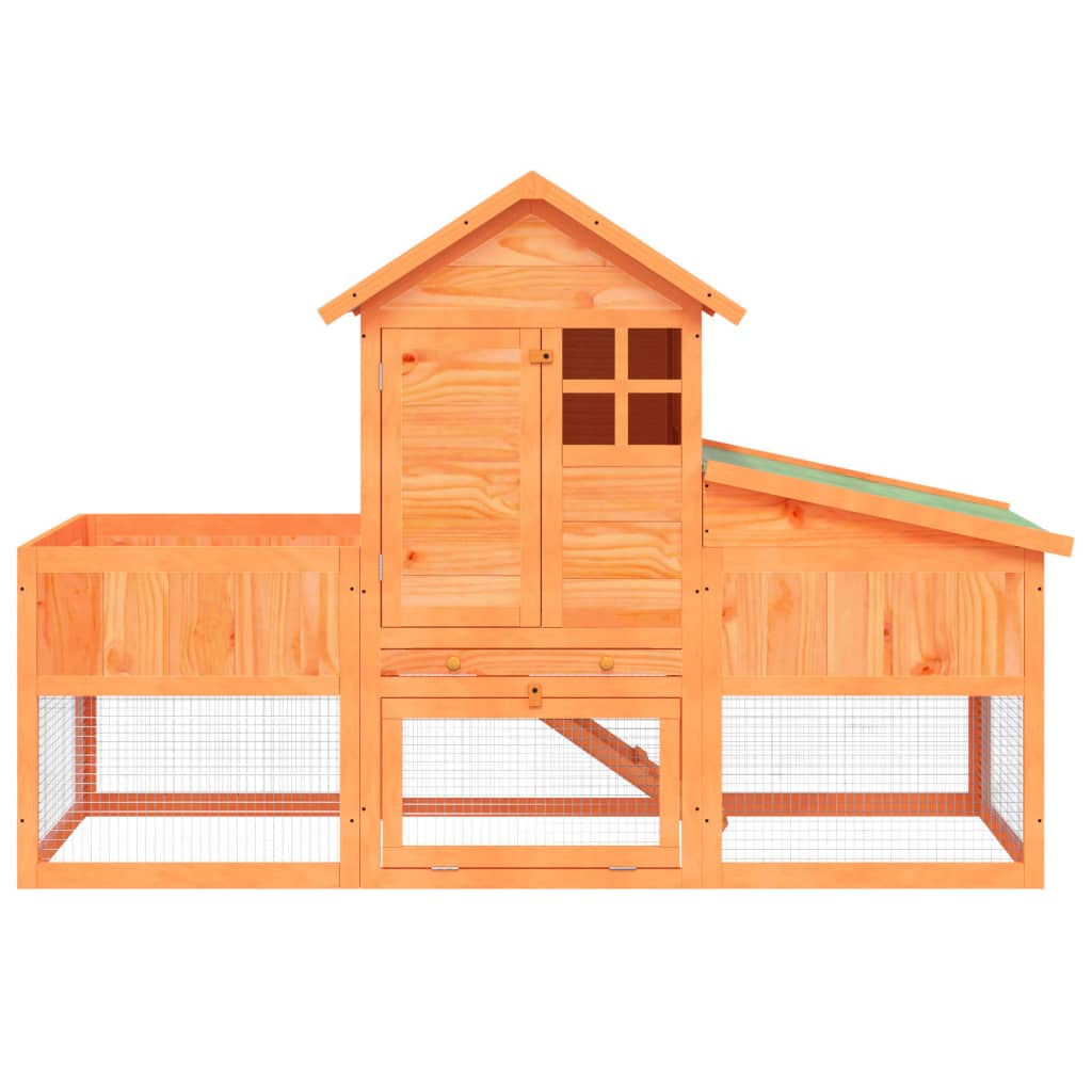 vidaXL Rabbit Hutch Brown 170x63x113 cm Solid Wood Pine