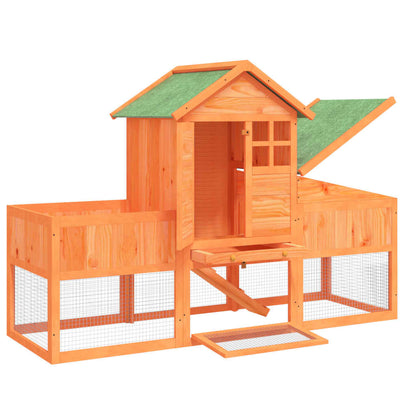 vidaXL Rabbit Hutch Brown 170x63x113 cm Solid Wood Pine