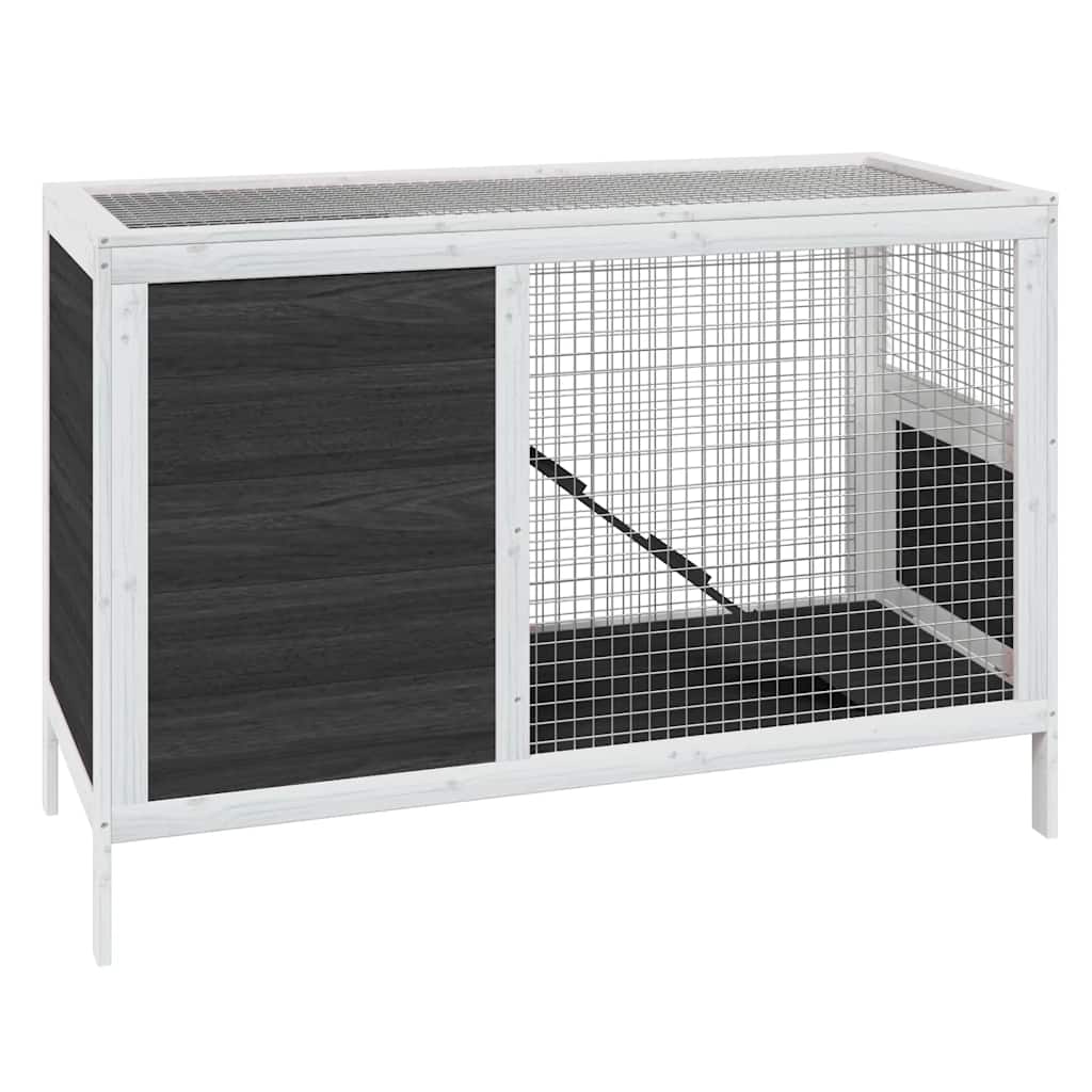 vidaXL Rabbit Hutch Grey 103x44x69,5 cm Solid Wood Pine