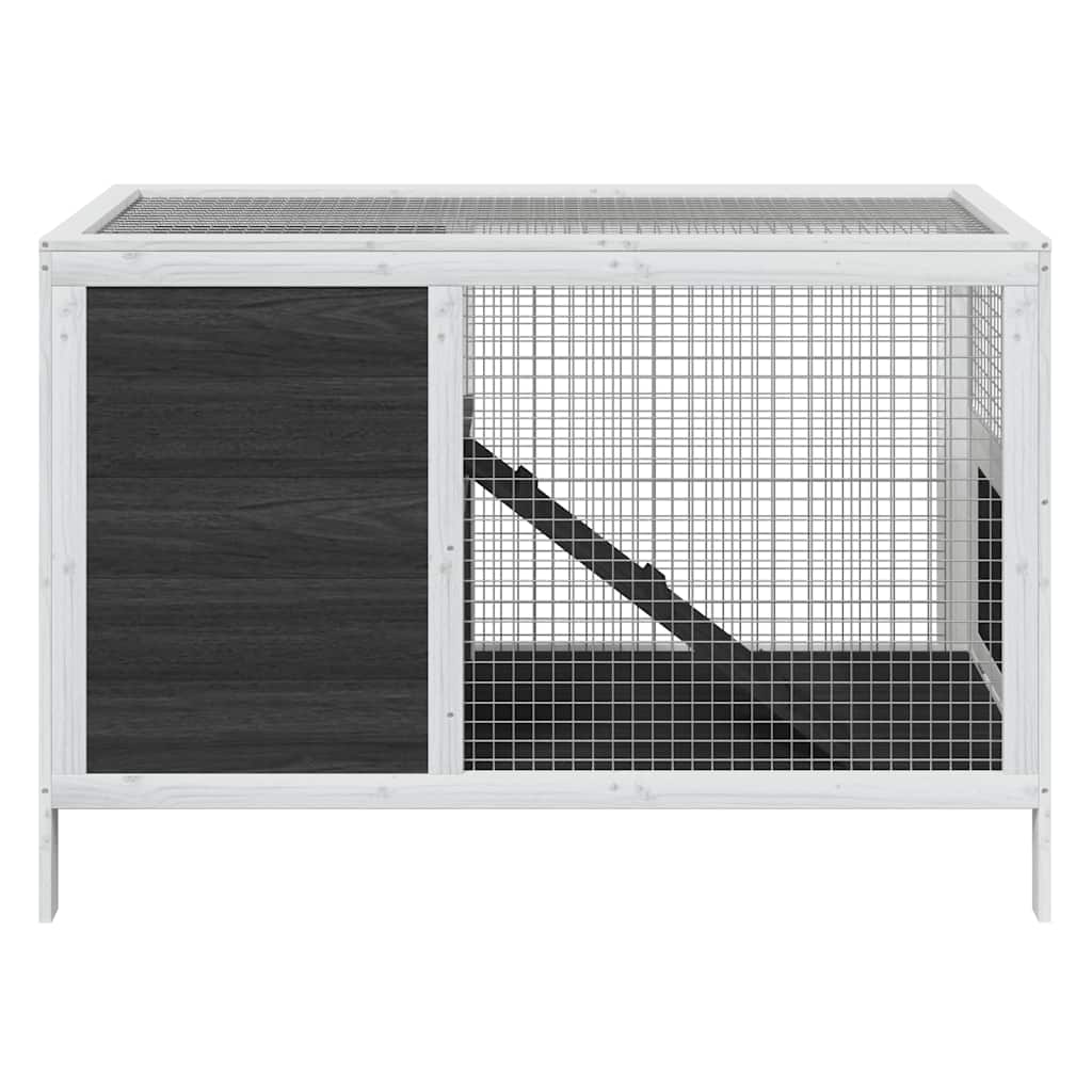 vidaXL Rabbit Hutch Grey 103x44x69,5 cm Solid Wood Pine