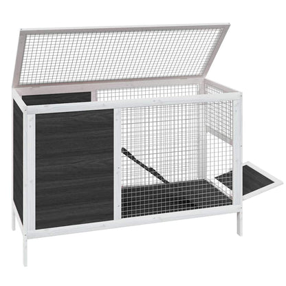 vidaXL Rabbit Hutch Grey 103x44x69.5 cm Solid Wood Pine