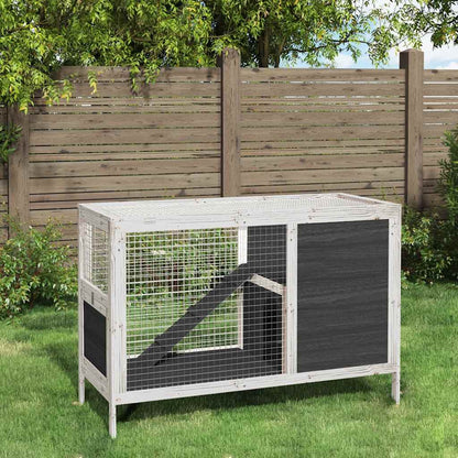 vidaXL Rabbit Hutch Grey 103x44x69,5 cm Solid Wood Pine