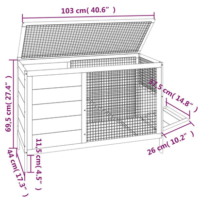 vidaXL Rabbit Hutch Mocha 103x44x69.5 cm Solid Wood Pine