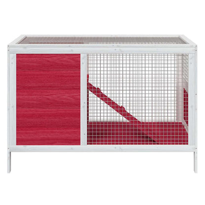 vidaXL Rabbit Hutch Red 103x44x69,5 cm Solid Wood Pine