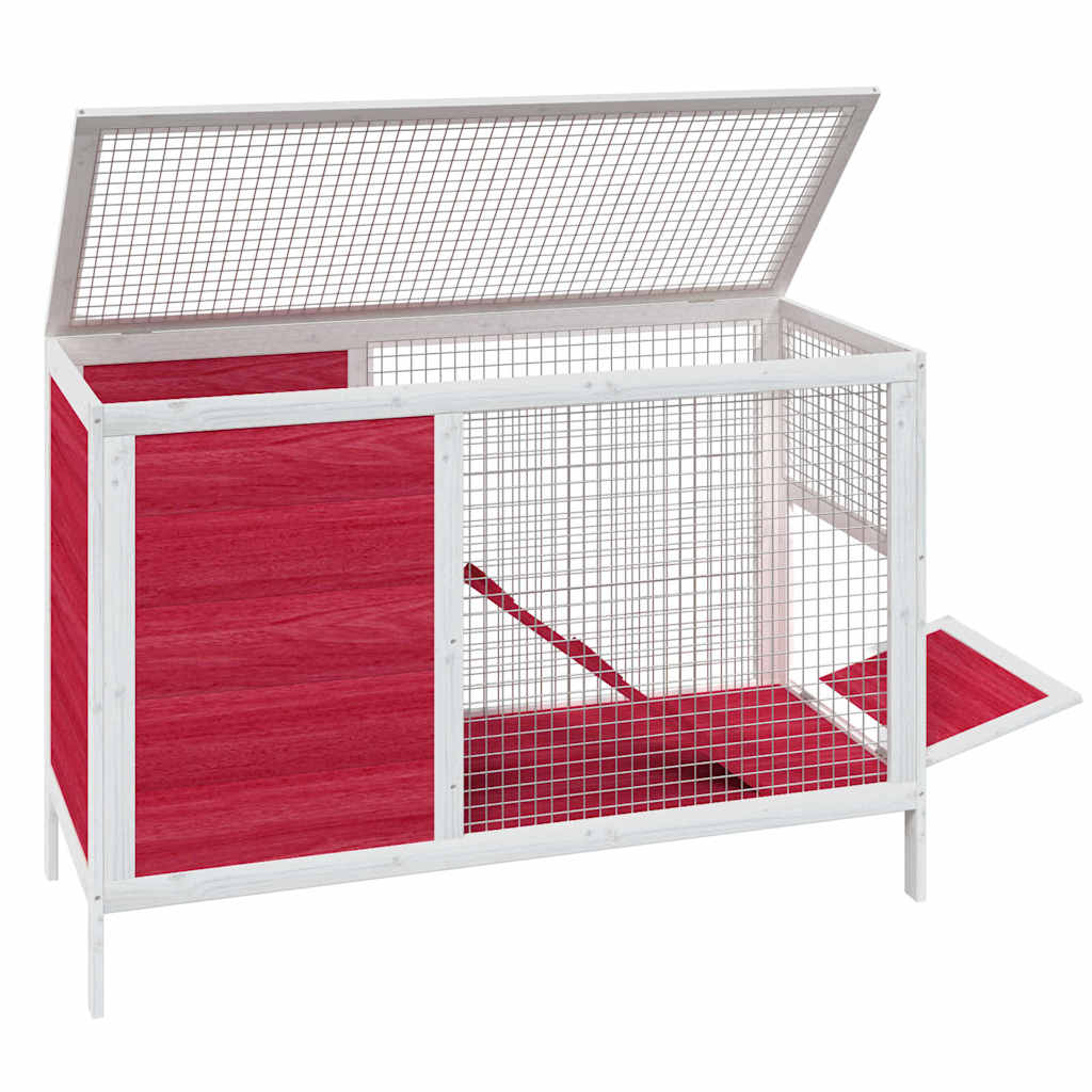 vidaXL Rabbit Hutch Red 103x44x69,5 cm Solid Wood Pine