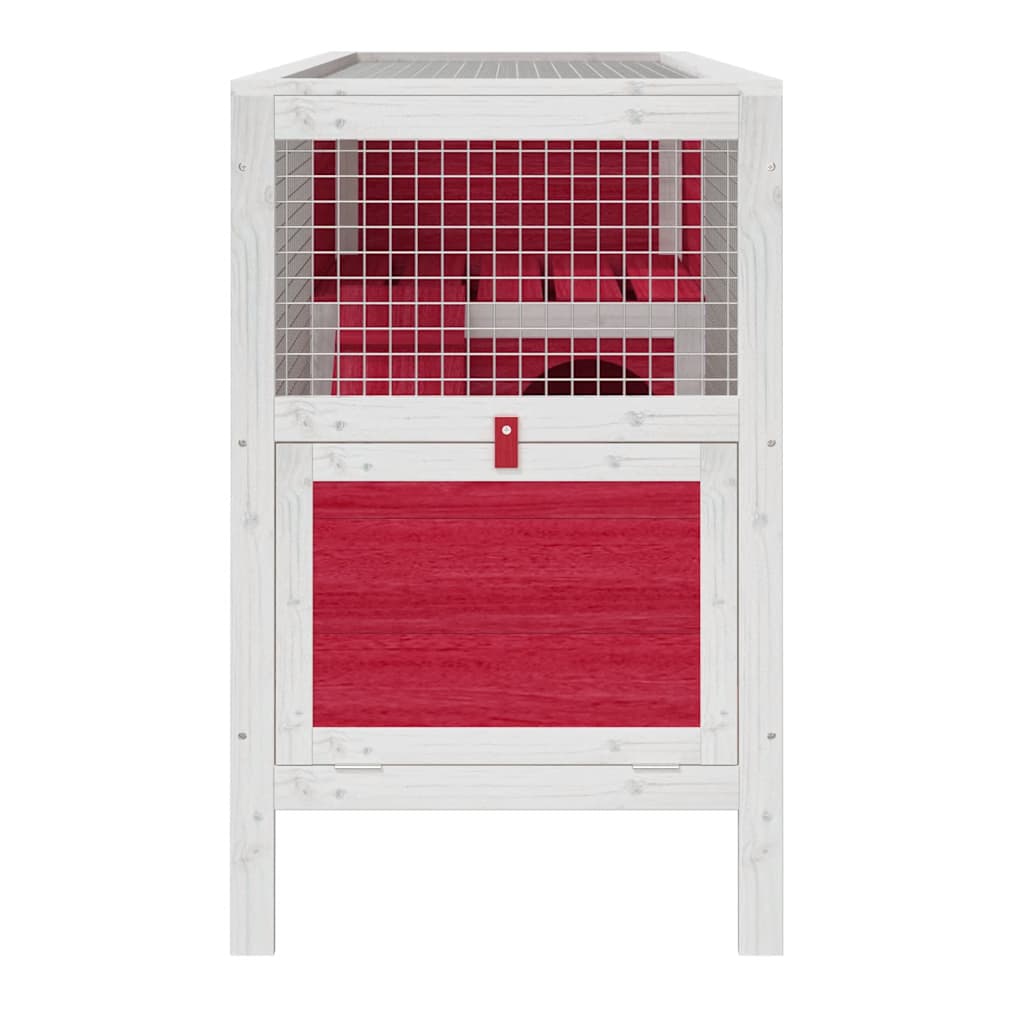 vidaXL Rabbit Hutch Red 103x44x69.5 cm Solid Wood Pine