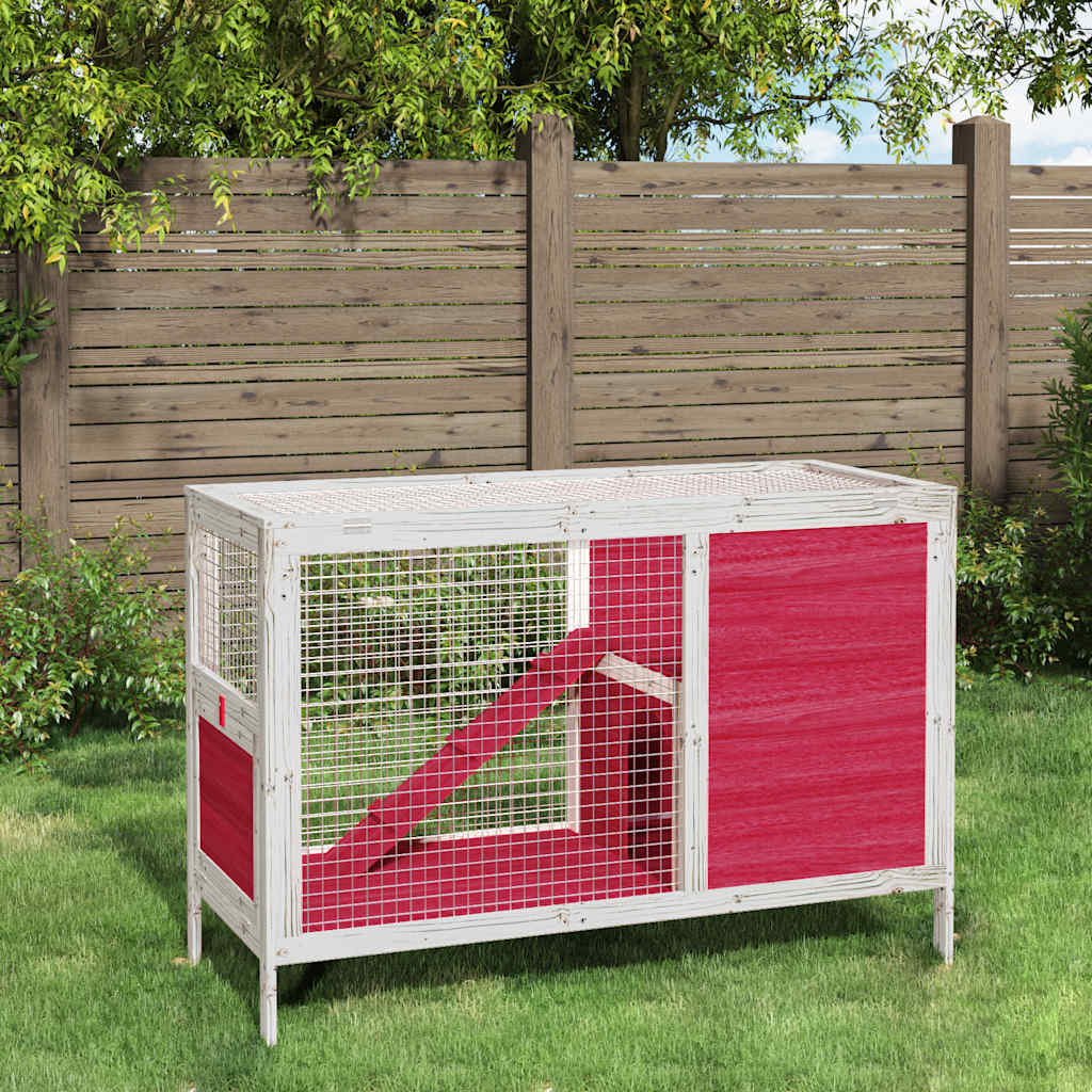 vidaXL Rabbit Hutch Red 103x44x69,5 cm Solid Wood Pine