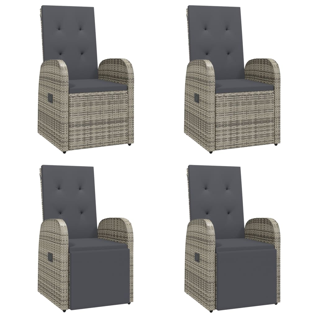 vidaXL 5 Piece Garden Dining Set Grey Poly Rattan&Solid Wood Acacia