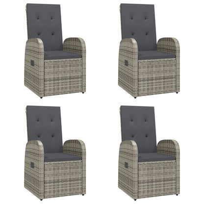 vidaXL 5 Piece Garden Dining Set Grey Poly Rattan&Solid Wood Acacia