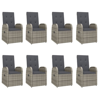 vidaXL 9 Piece Garden Dining Set Grey Poly Rattan&Solid Wood Acacia