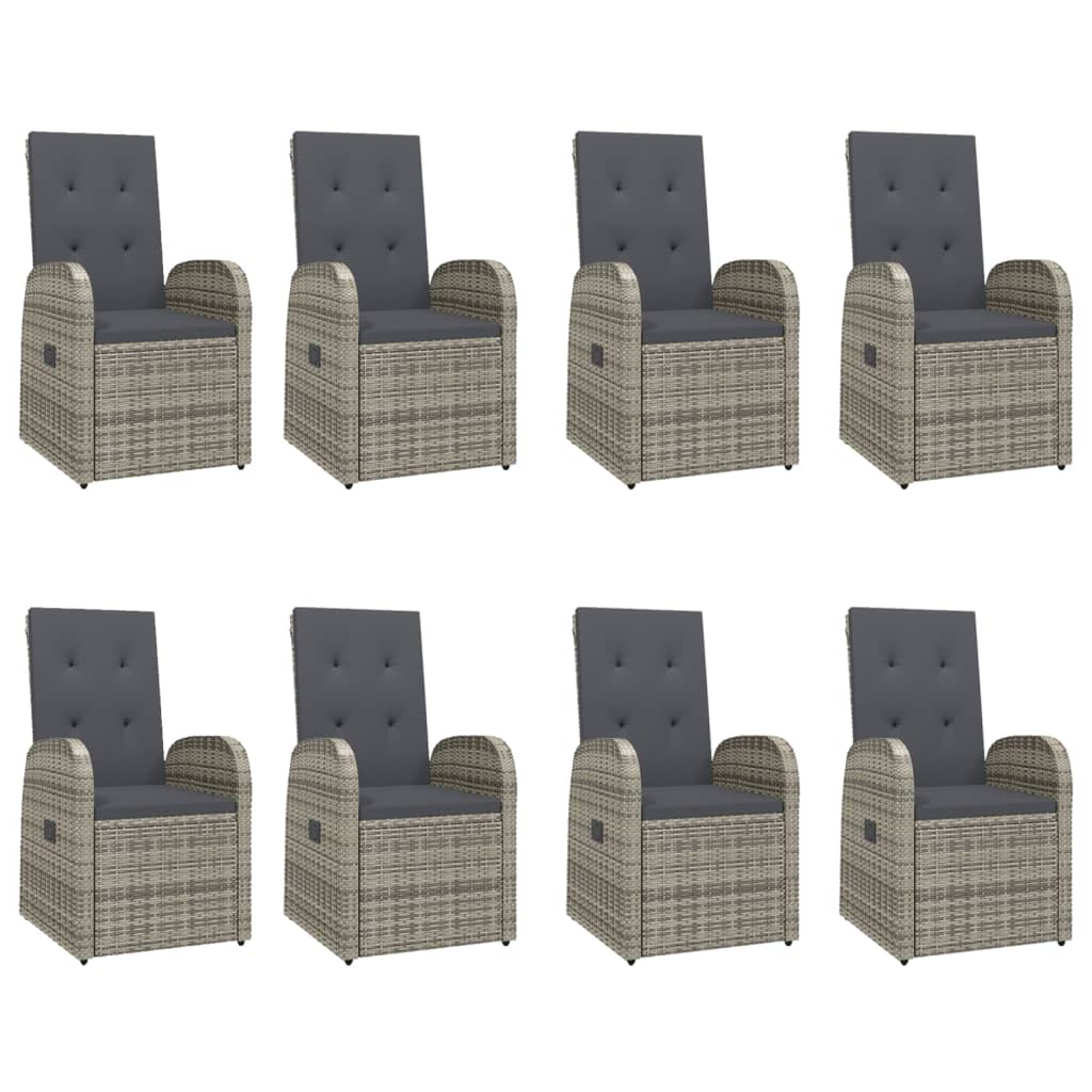 vidaXL 9 Piece Garden Dining Set Grey Poly Rattan&Solid Wood Acacia