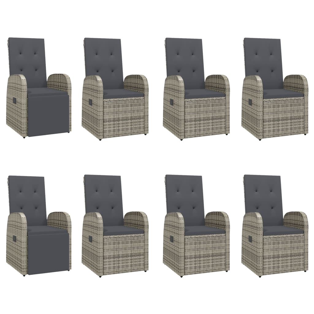 vidaXL 9 Piece Garden Dining Set Grey Poly Rattan&Solid Wood Acacia