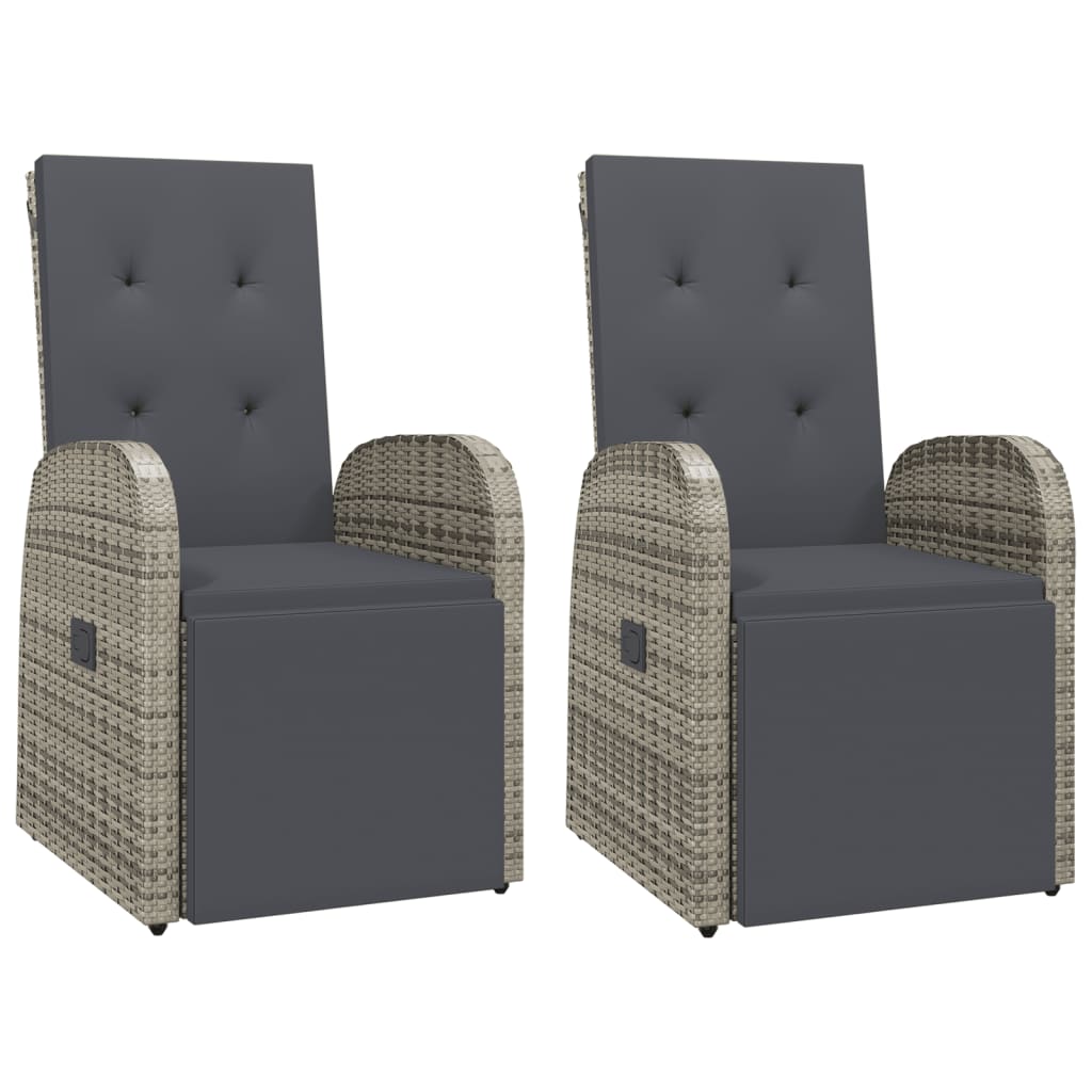 vidaXL 3 Piece Garden Dining Set Grey Poly Rattan&Solid Wood Acacia