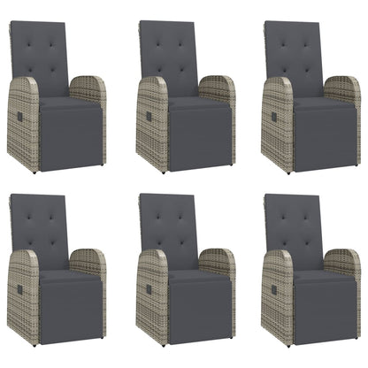 vidaXL 7 Piece Garden Dining Set Grey Poly Rattan&Solid Wood Acacia