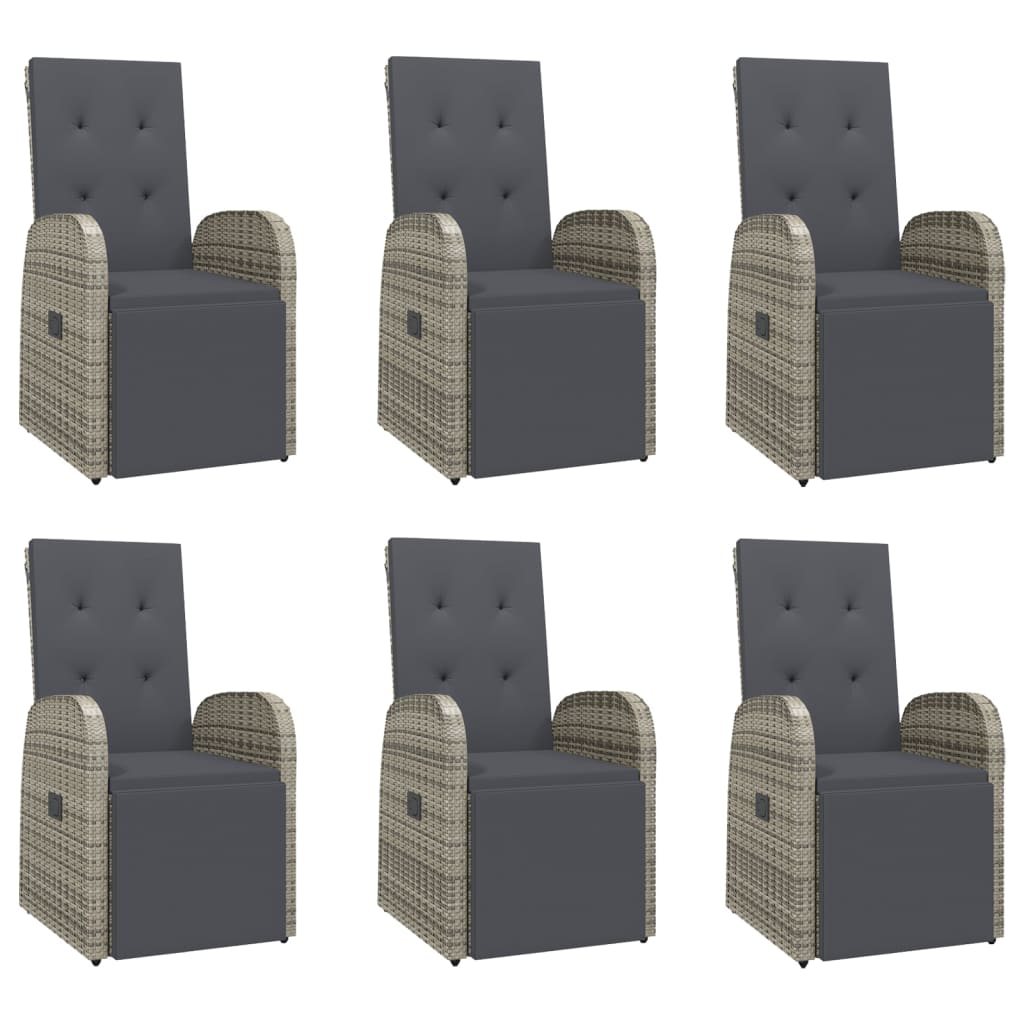 vidaXL 7 Piece Garden Dining Set Grey Poly Rattan&Solid Wood Acacia