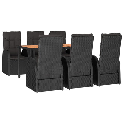 vidaXL 7 Piece Garden Dining Set Black Poly Rattan&Solid Wood Acacia