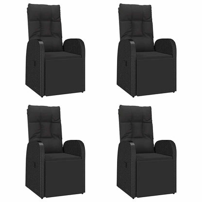vidaXL 5 Piece Garden Dining Set Black Poly Rattan&Solid Wood Acacia