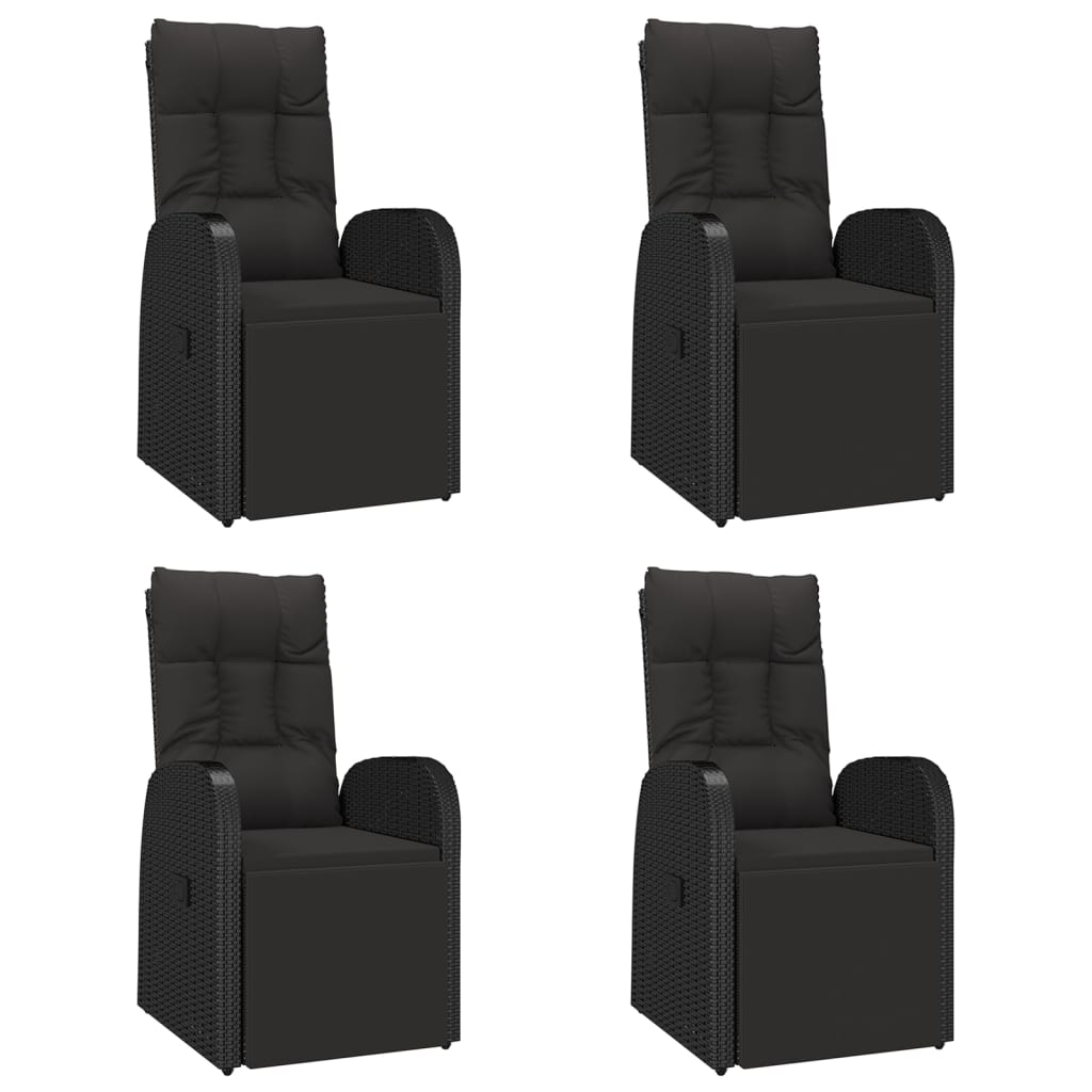 vidaXL 5 Piece Garden Dining Set Black Poly Rattan&Solid Wood Acacia