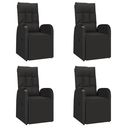 vidaXL 5 Piece Garden Dining Set Black Poly Rattan&Solid Wood Acacia