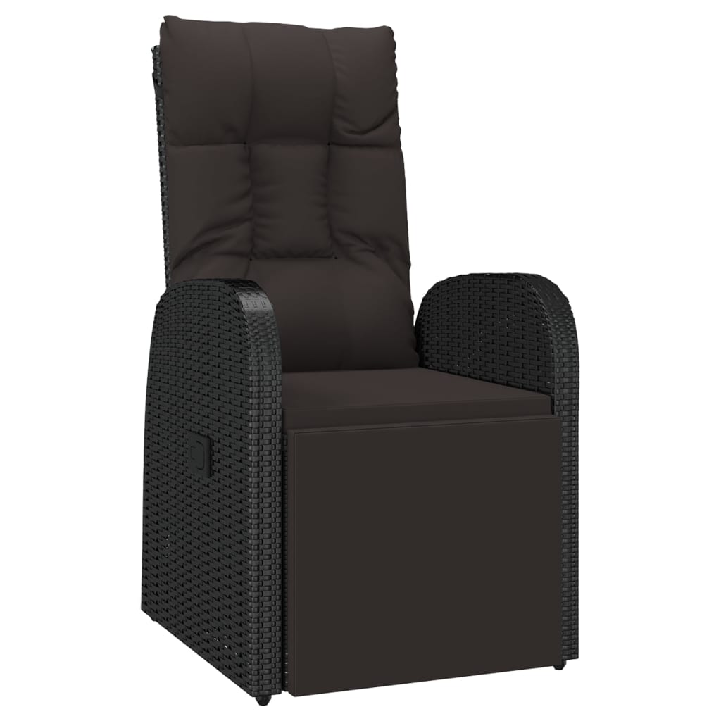 vidaXL 2 Piece Garden Lounge Set Black Poly Rattan&Solid Wood Acacia