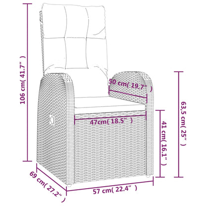 vidaXL 3 Piece Garden Lounge Set Black Poly Rattan&Steel