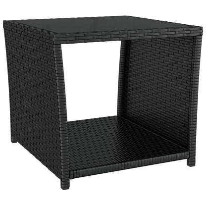 vidaXL 2 Piece Garden Lounge Set Black Poly Rattan&Steel