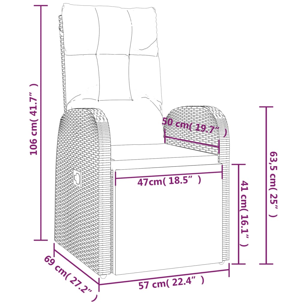 vidaXL 2 Piece Garden Lounge Set Black Poly Rattan&Steel