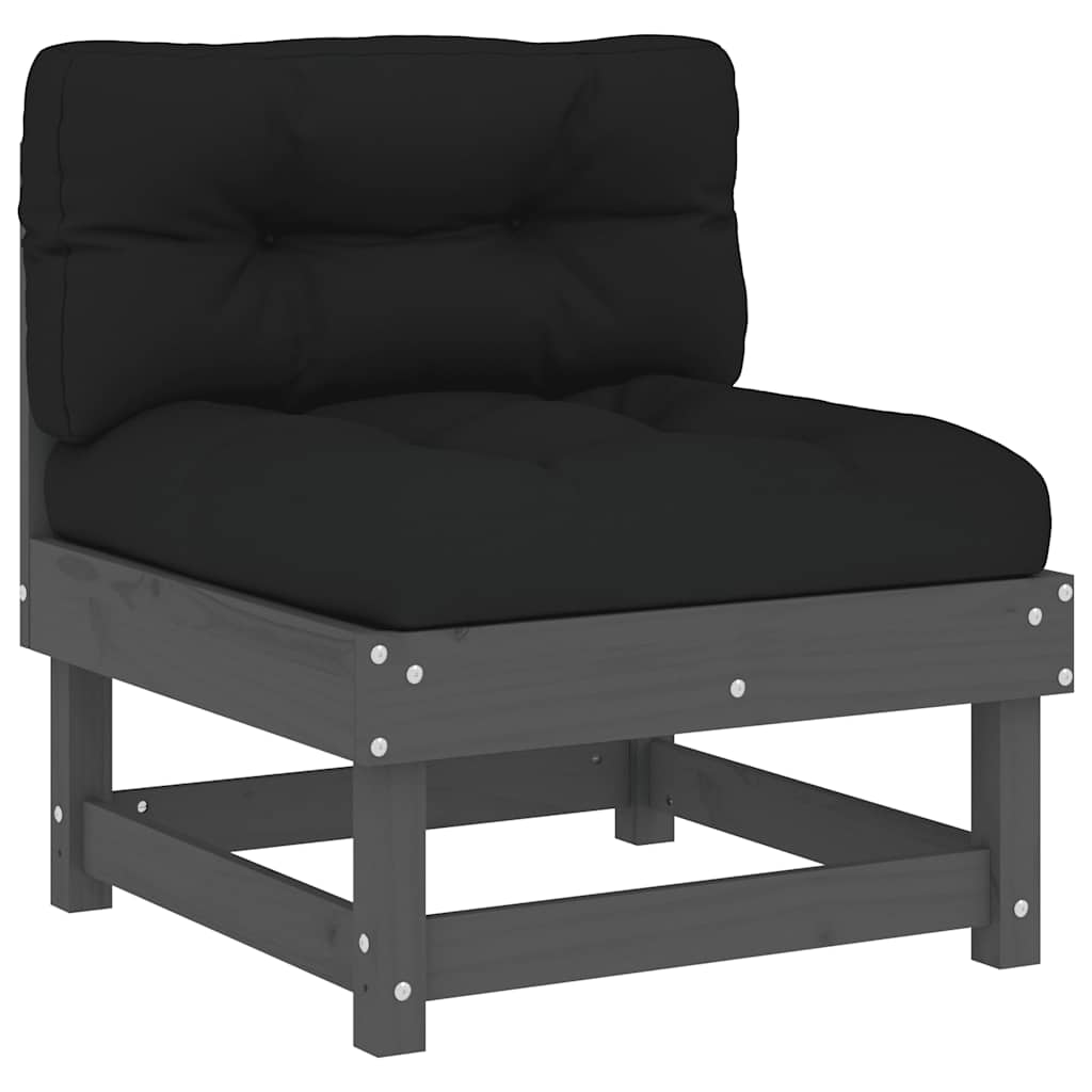 vidaXL Middle Sofa | Grey Middle Sofa with Black Cushion