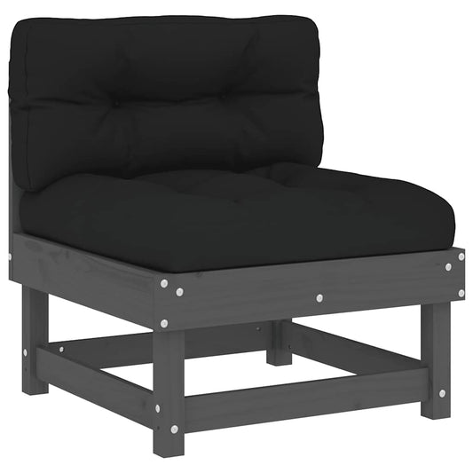 vidaXL Middle Sofa | Grey Middle Sofa with Black Cushion