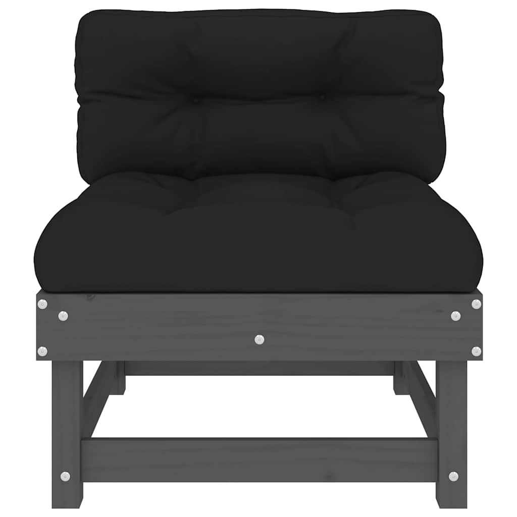 vidaXL Middle Sofa | Grey Middle Sofa with Black Cushion