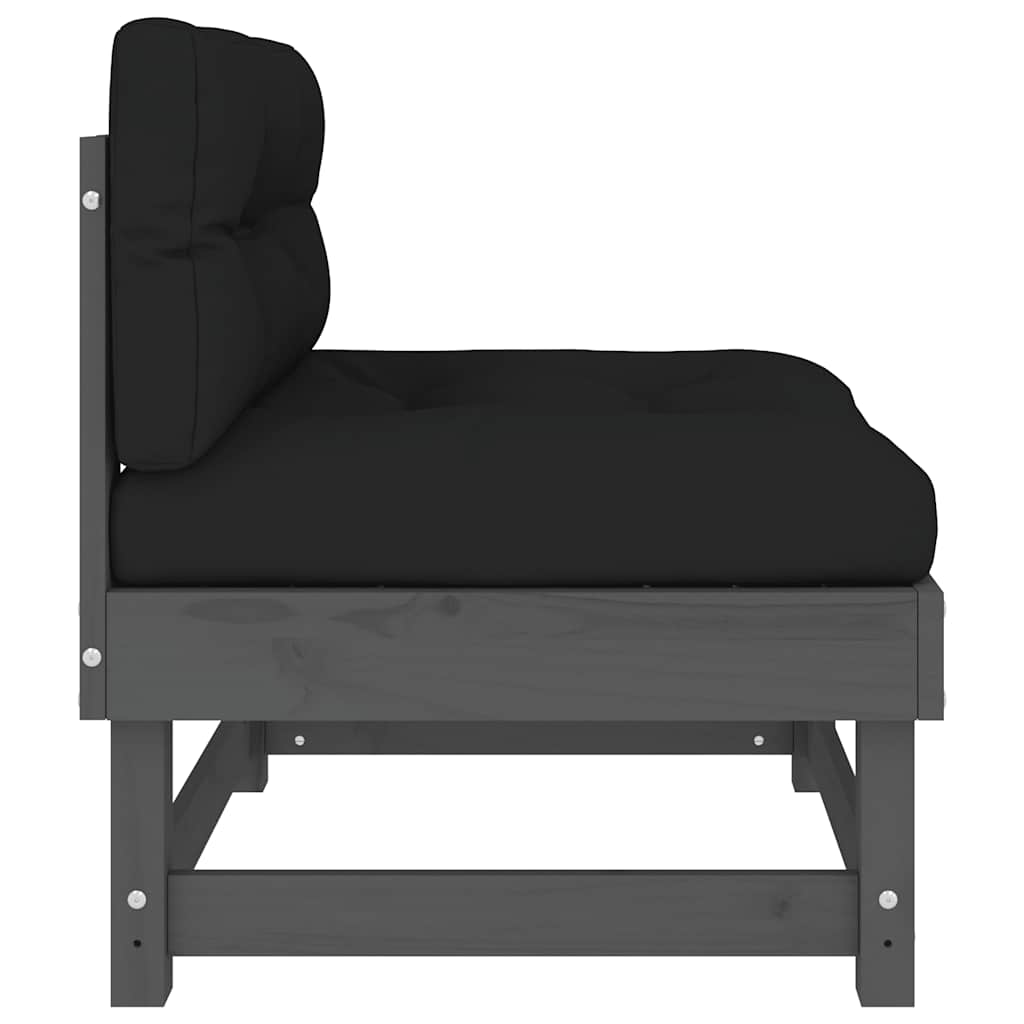 vidaXL Middle Sofa | Grey Middle Sofa with Black Cushion