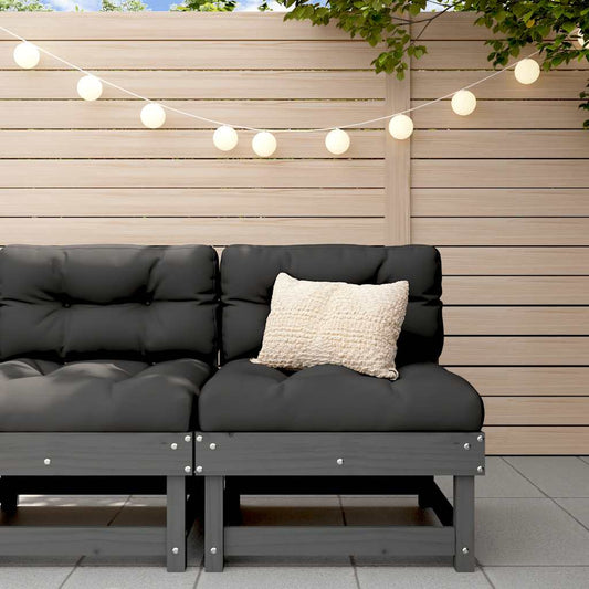 vidaXL Middle Sofa | Grey Middle Sofa with Black Cushion