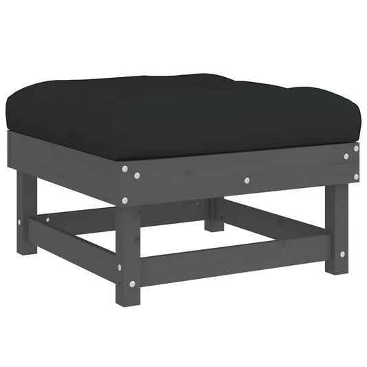 vidaXL Garden Footstool | Grey | Solid pine wood | 60 cm x 60 cm | Modular