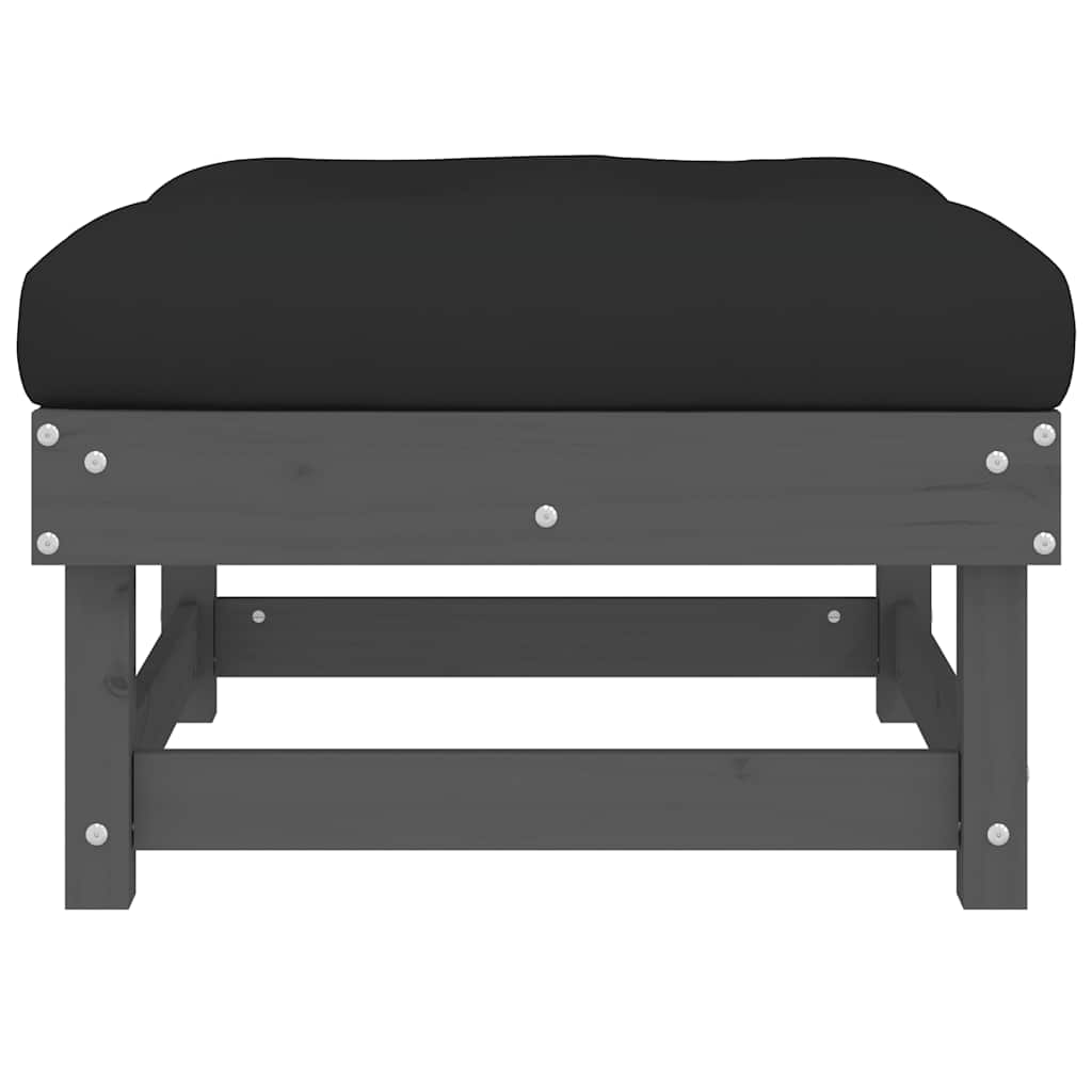 vidaXL Garden Footstool | Grey | Solid pine wood | 60 cm x 60 cm | Modular