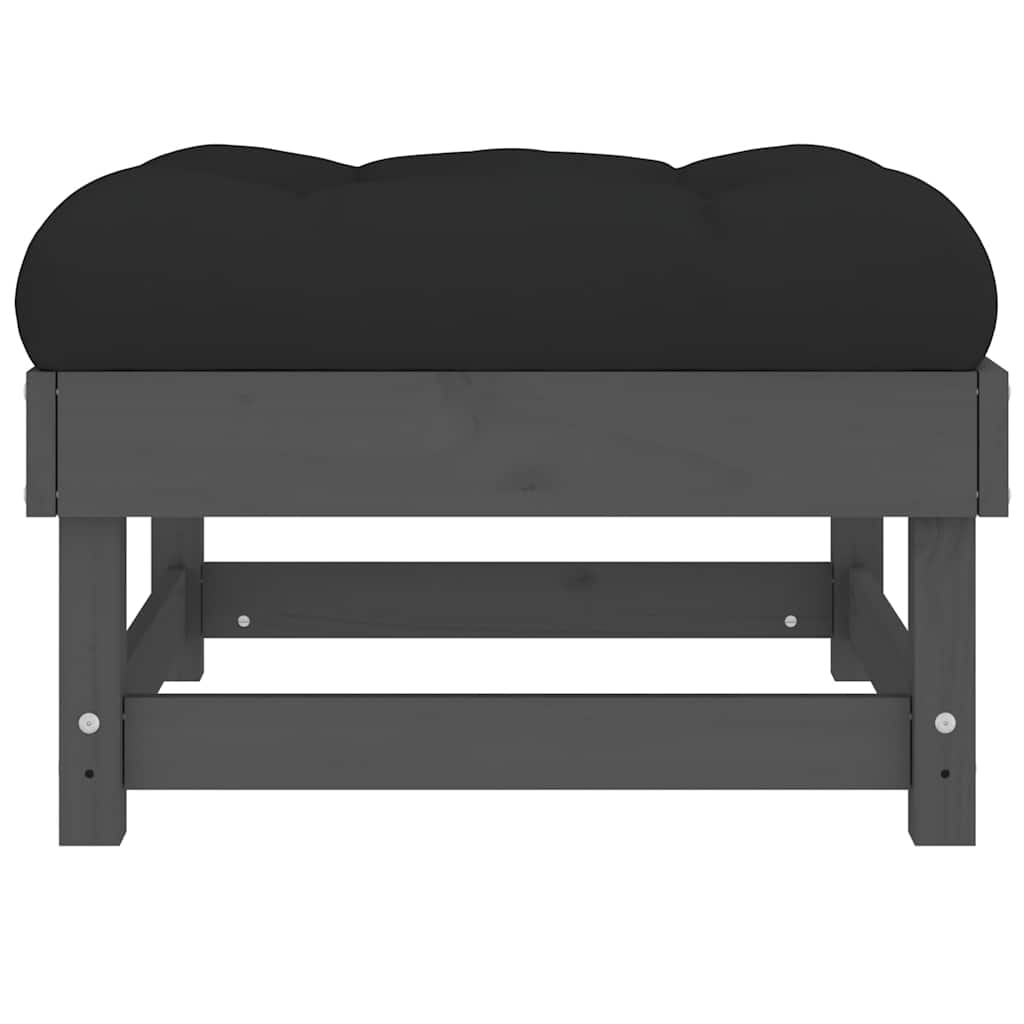 vidaXL Garden Footstool | Grey | Solid pine wood | 60 cm x 60 cm | Modular