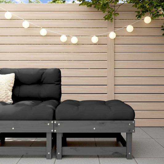 vidaXL Garden Footstool | Grey | Solid pine wood | 60 cm x 60 cm | Modular