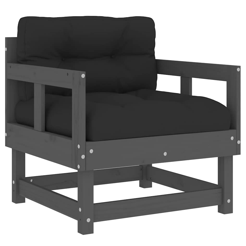 vidaXL Garden Chair | Grey | Solid Pine Wood, Plywood, Oxford Fabric | Modular