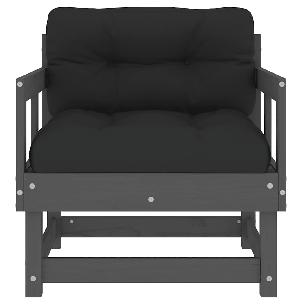 vidaXL Garden Chair | Grey | Solid Pine Wood, Plywood, Oxford Fabric | Modular