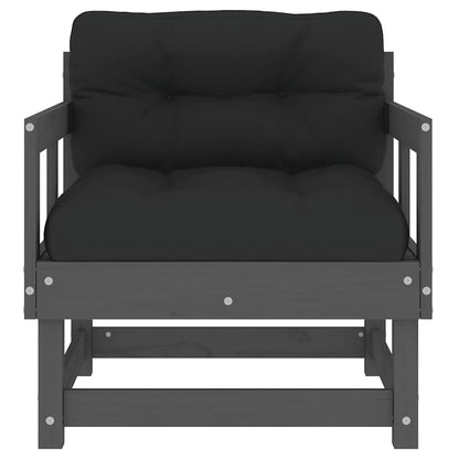 vidaXL Garden Chair | Grey | Solid Pine Wood, Plywood, Oxford Fabric | Modular